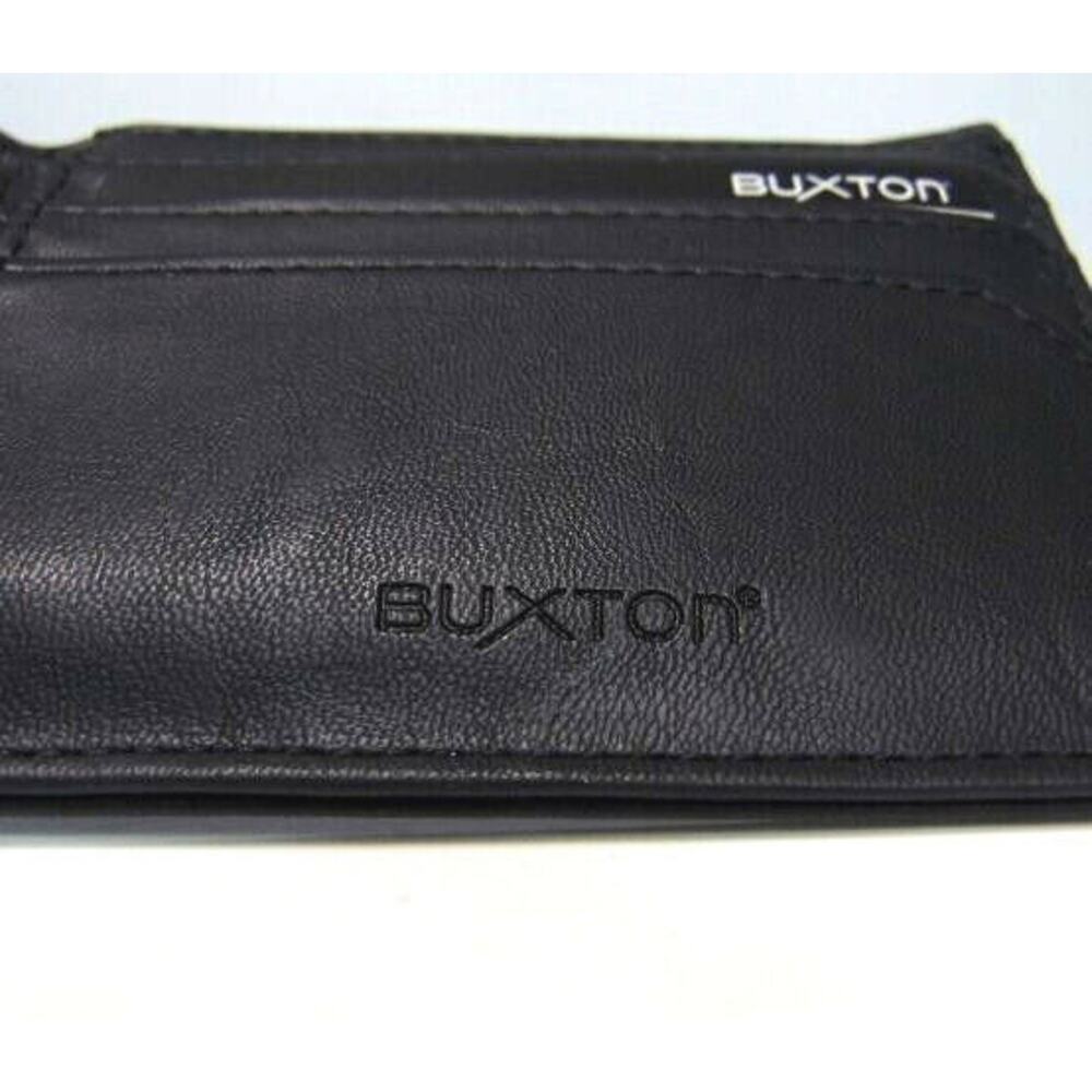 Mens CONVERTIBLE BILLFOLD + PASSCASE WALLET Buxton Black Faux Leather RFID NEW - Picture 8 of 11